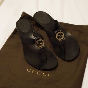 **Authentic** Gucci Black Heeled Sandals